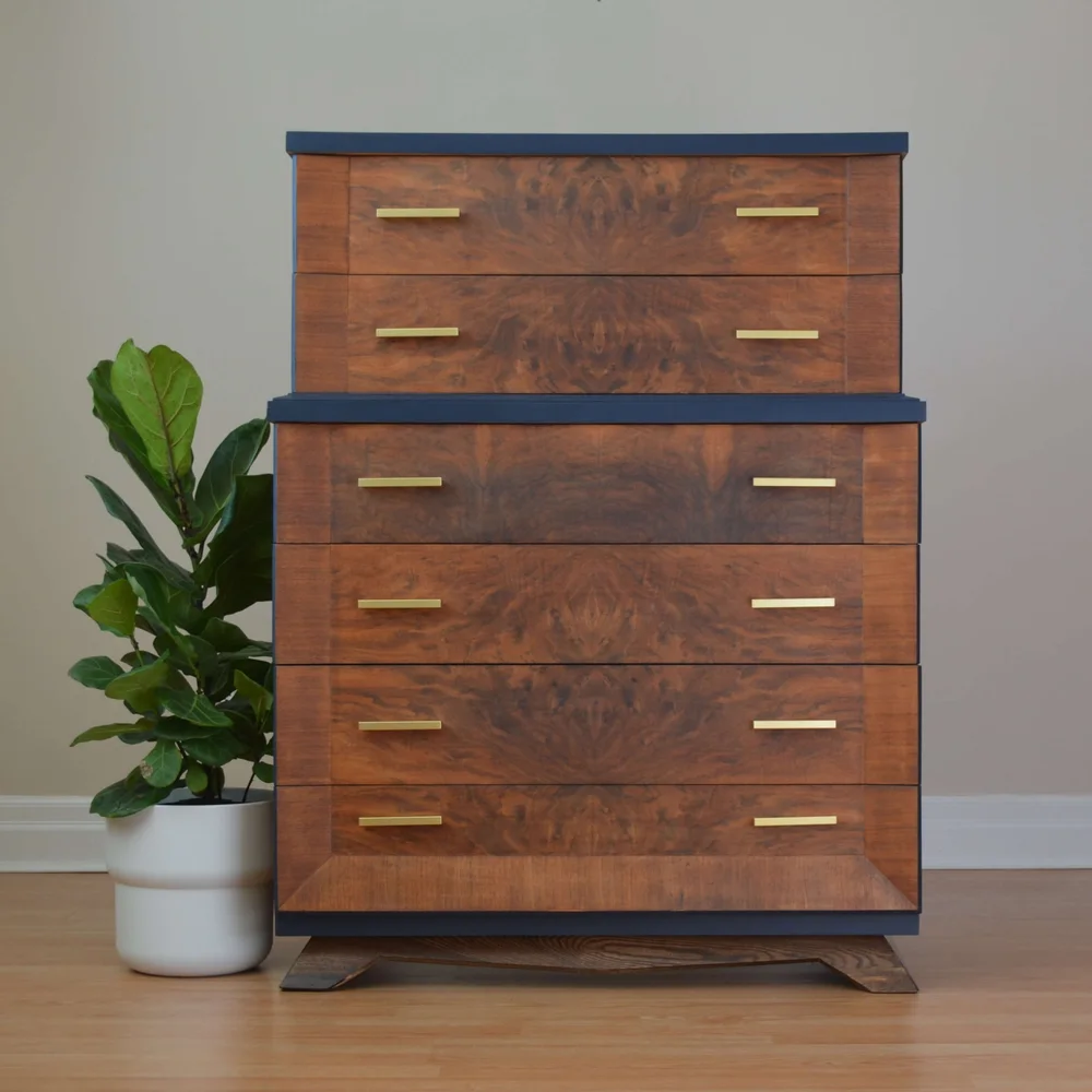 princess polly baby blue dress MCM Burled Walnut 6 Drawer Dresser — After 5 Furnished