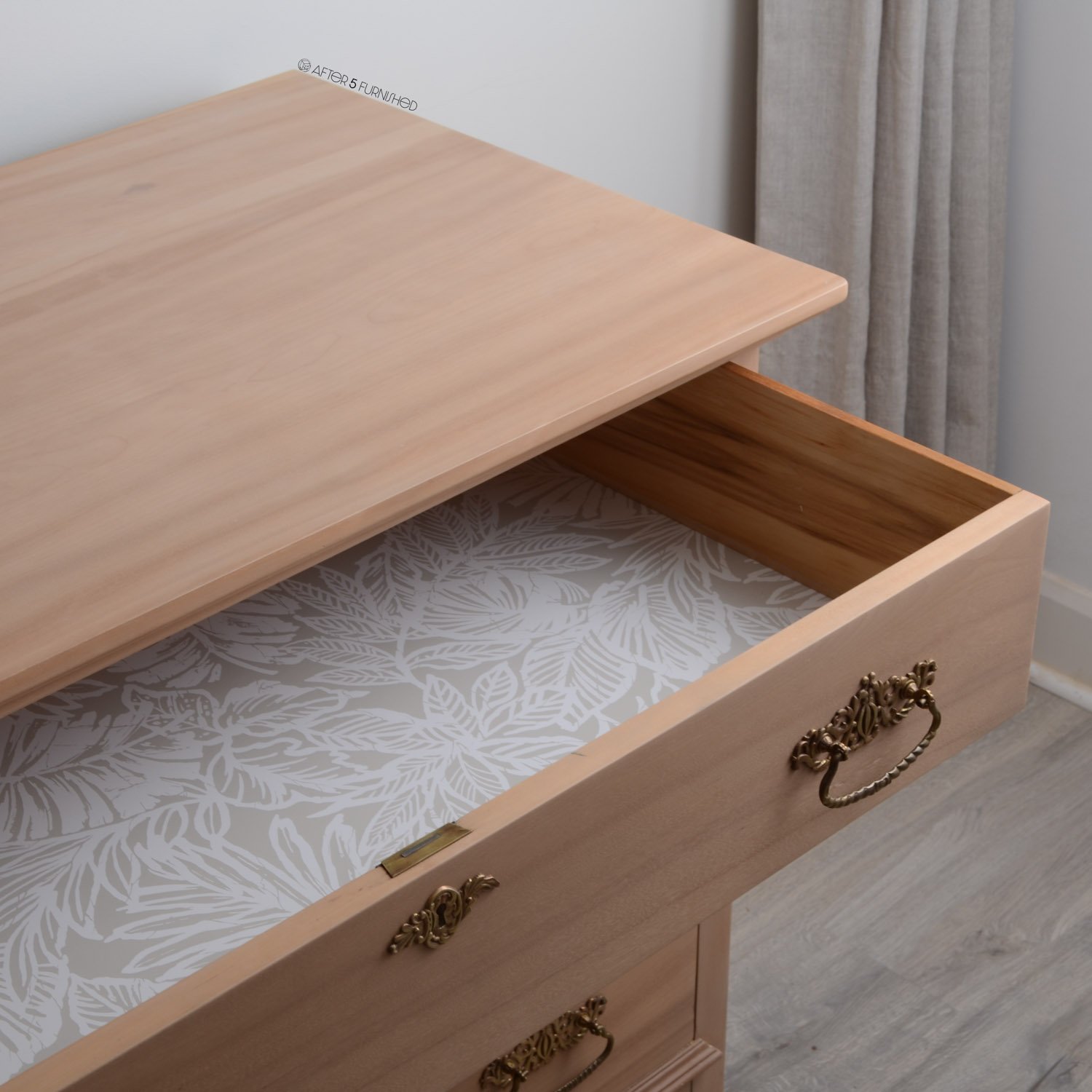 Oversized vintage 3-drawer maple dresser with matte finish