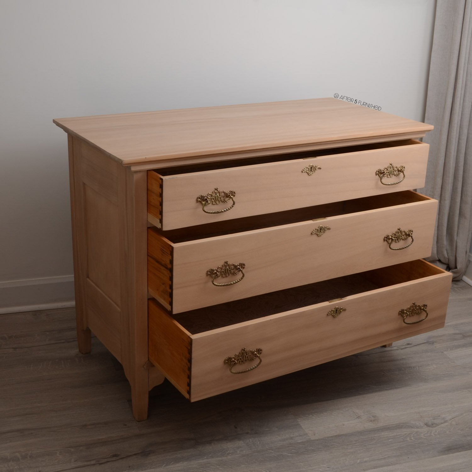 Solid maple dresser with warm wood tone and clean matte finish