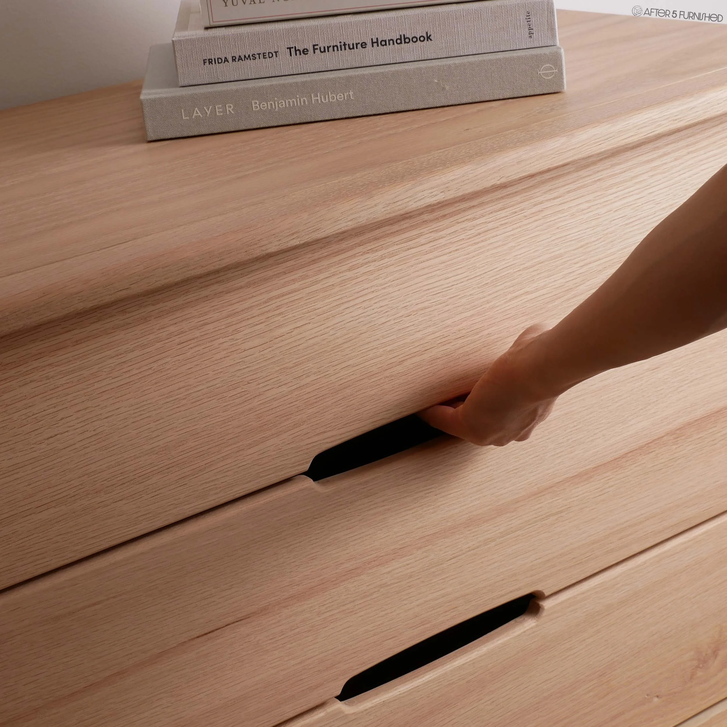 High-end solid oak credenza with fluted sliding doors, handcrafted Toronto furniture, modern Scandinavian media cabinet