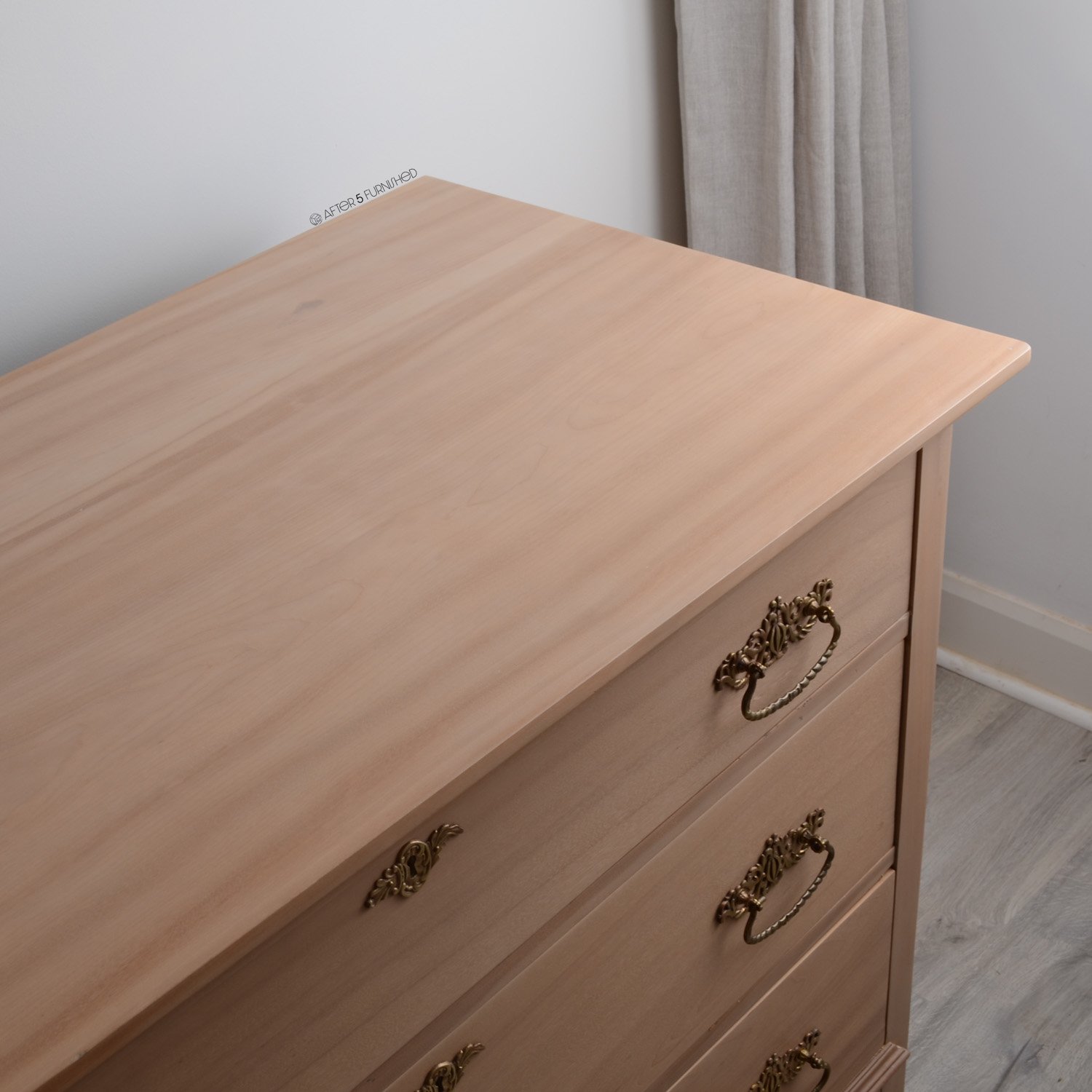 Refinished antique solid maple dresser with original brass hardware