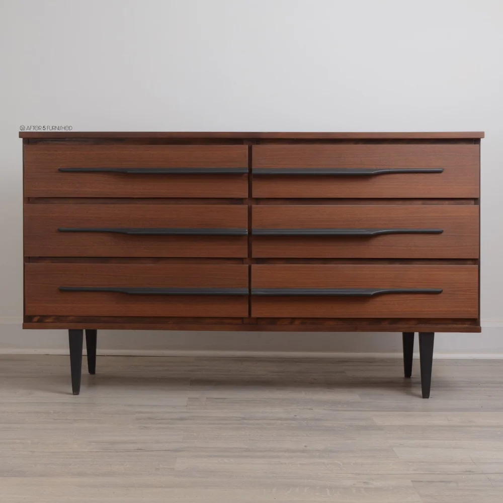 Refinished MCM Walnut 6-Drawer Dresser — After 5 Furnished