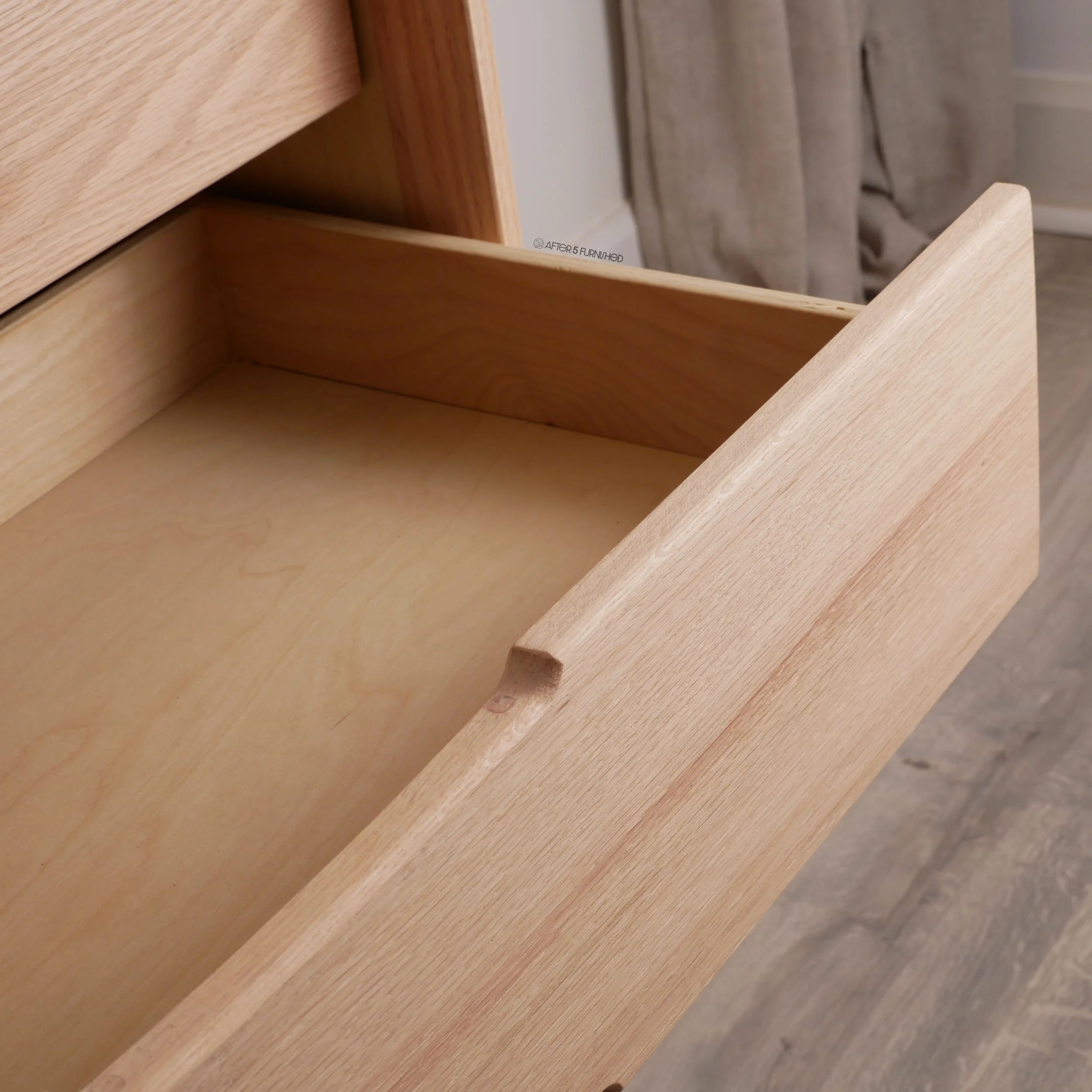 Luxury minimalist oak credenza with slatted doors, sustainable locally made furniture in Toronto, modern sideboard for contemporary homes