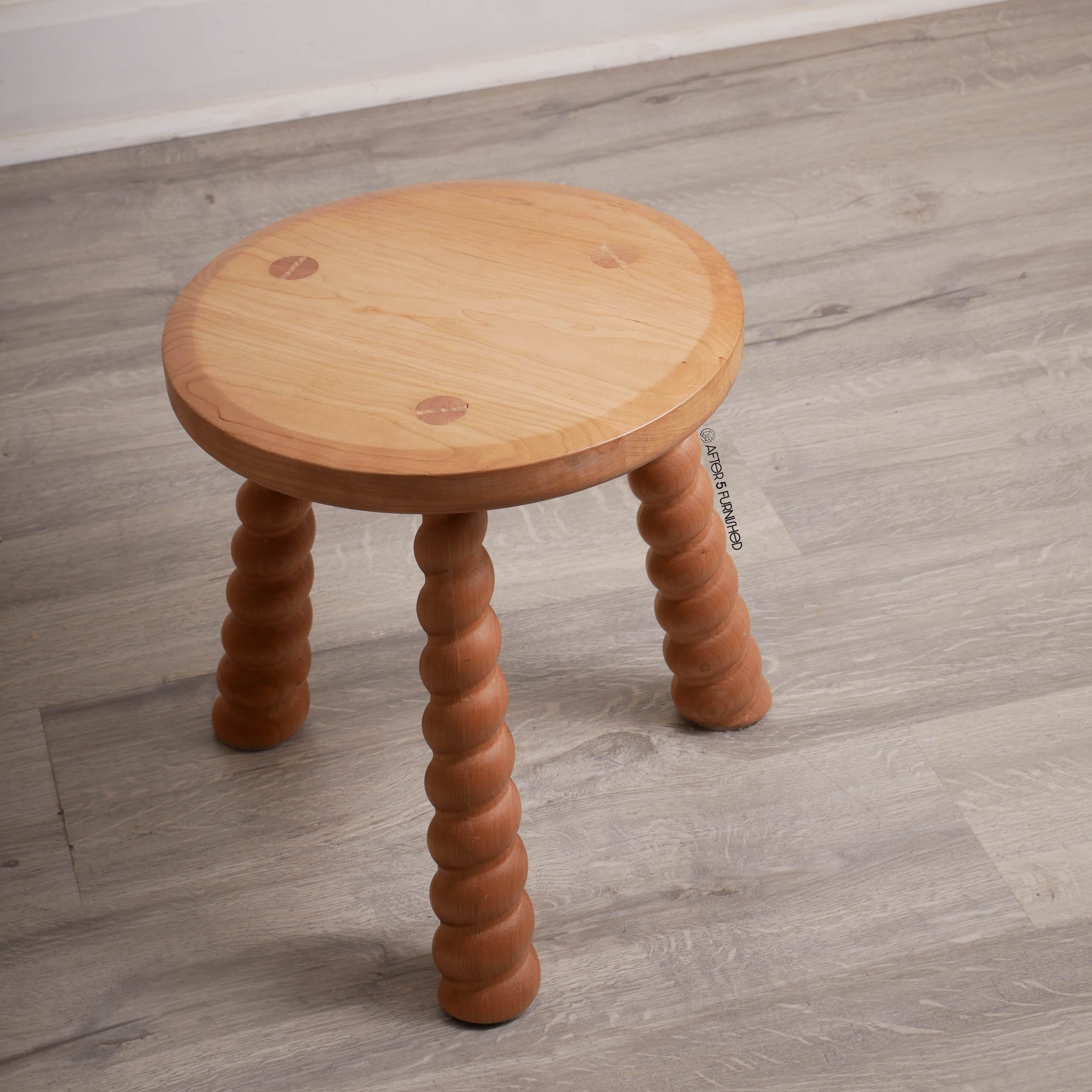 Modern cherry wood plant stand with unique leg design