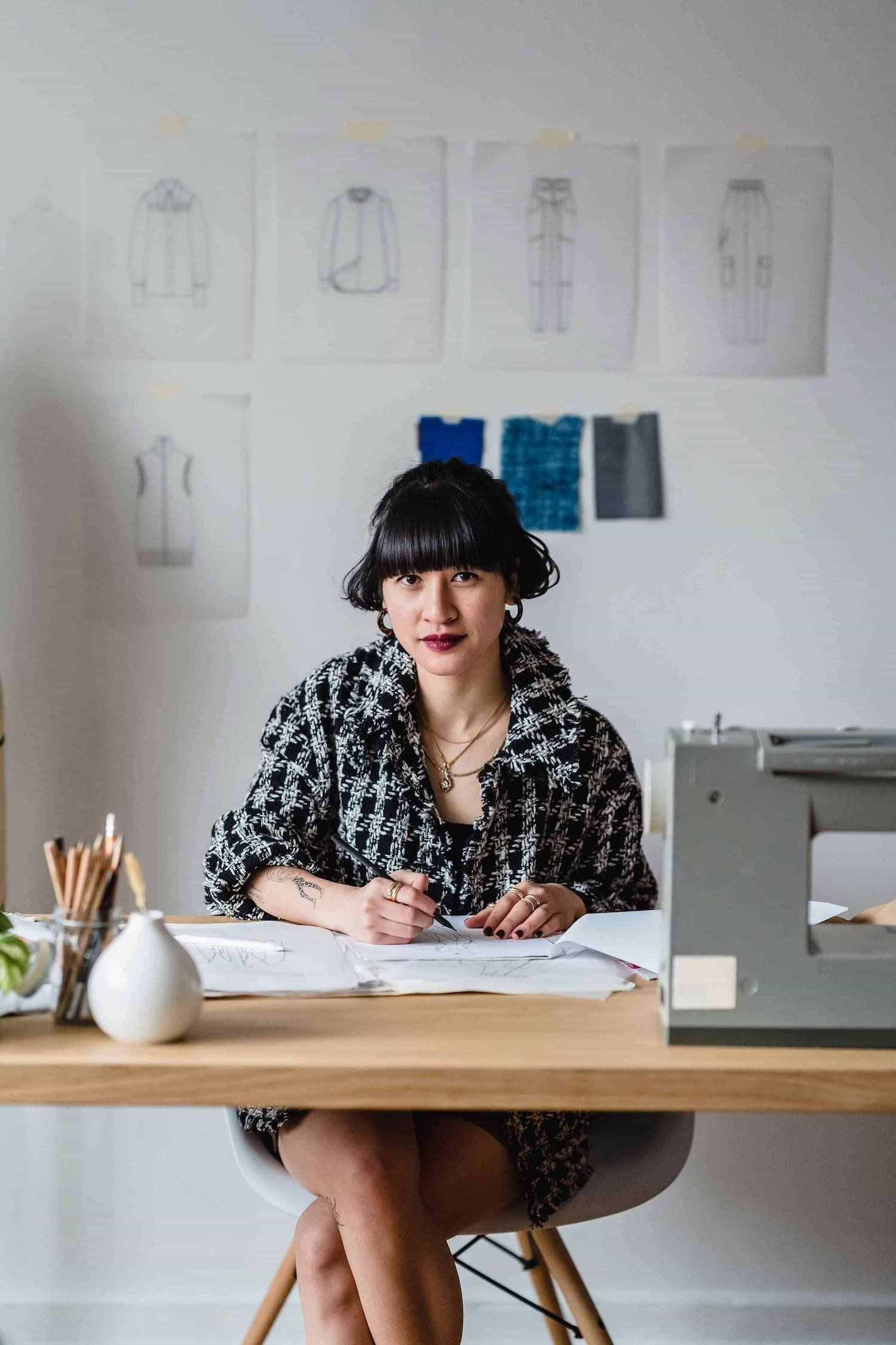 fashion designer sketching