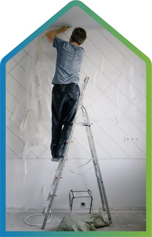 A man painting.