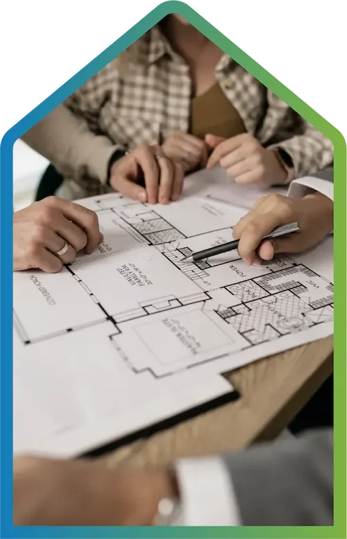 People producing a floor plan.
