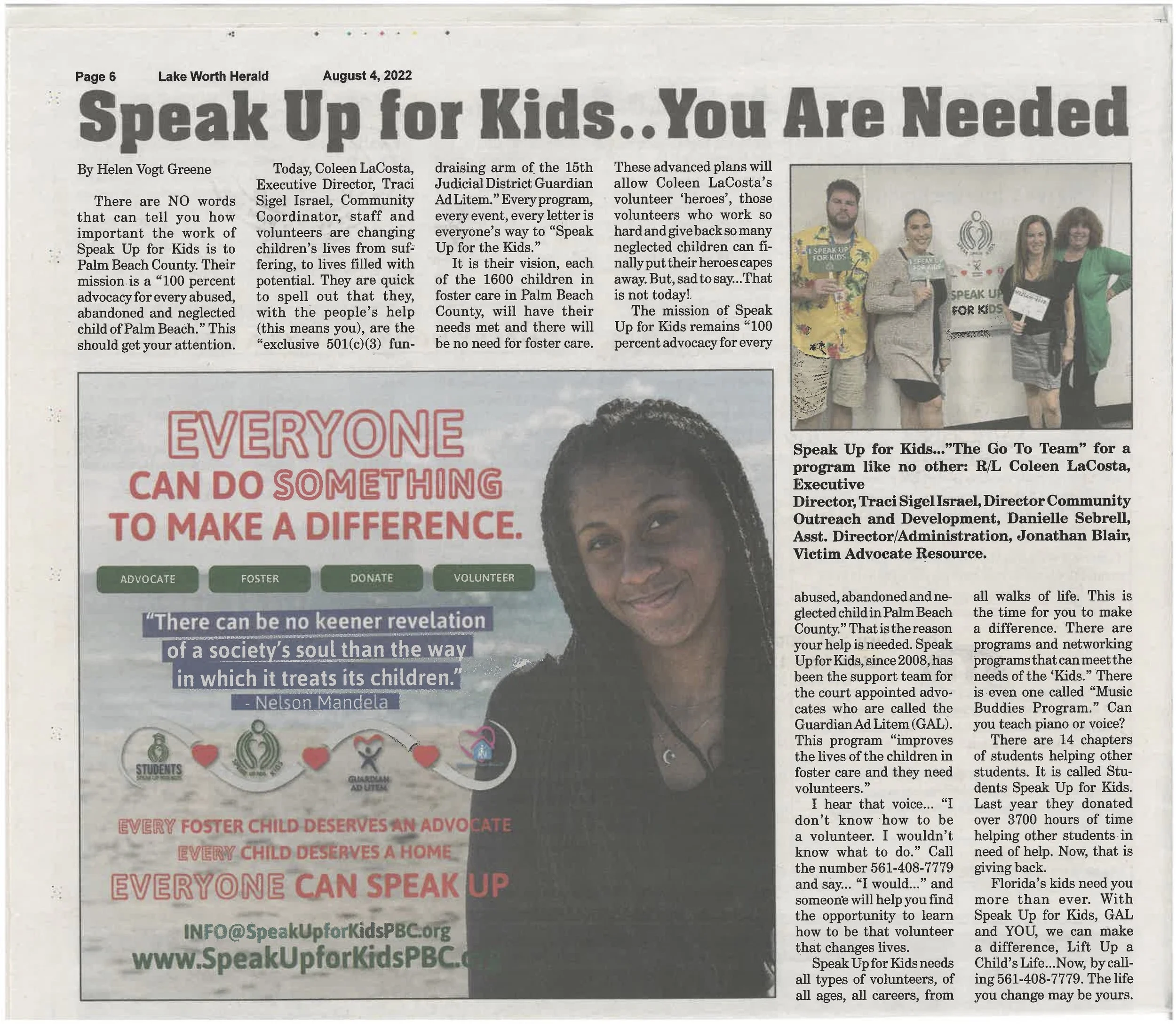 Speak Up for Kids... You Are Needed