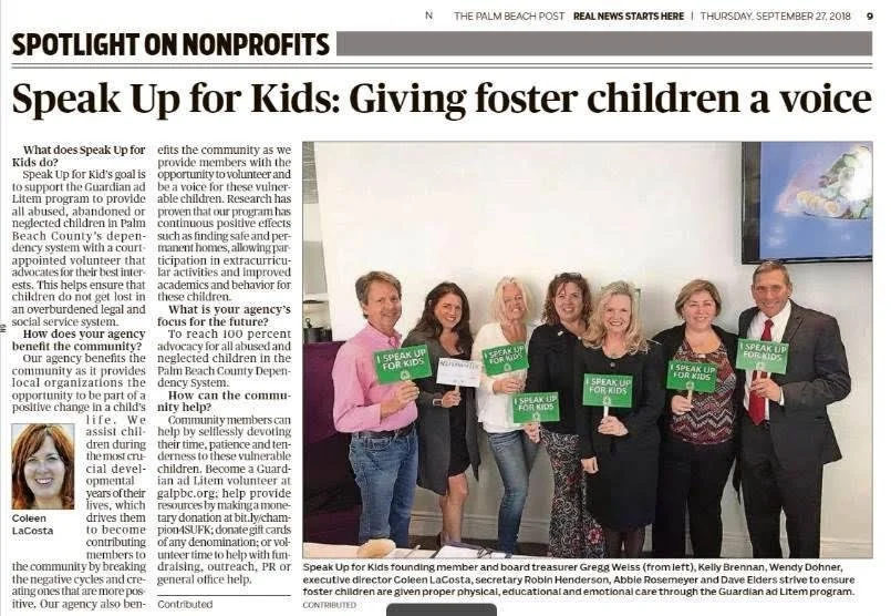 Speak Up for Kids: Giving foster children a voice - PALM BEACH POST