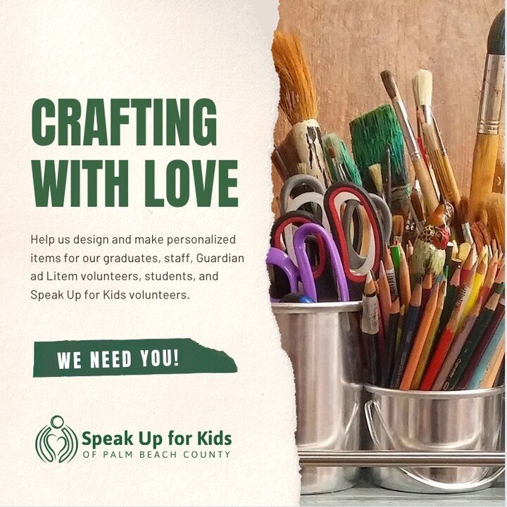 Ready to help make a difference for a child in foster care? Speak Up for Kids has a variety of volunteer opportunities in May! 

Are you crafty? Do you know how to use a Cricut machine or willing to learn?  Help us design and make personalized items 