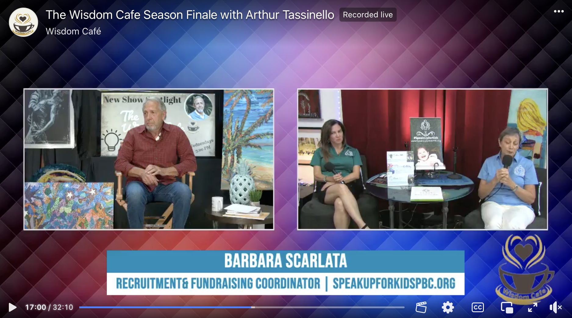 Speak Up for Kids’ Traci Sigel Israel &amp; Barbara Scarlata were featured on the Wisdom Cafe show with Arthur Tassinello