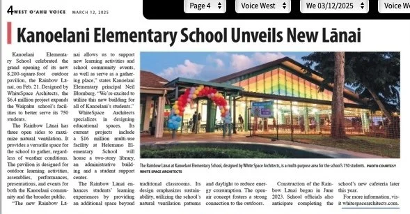 Kanoelani Elementary School Unveils New Lanai (3/12 Edition)