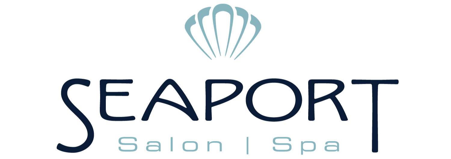 Logo for Seaport Salon Spa featuring a stylized shell or scallop above the name 'Seaport' with 'Salon | Spa' written underneath.