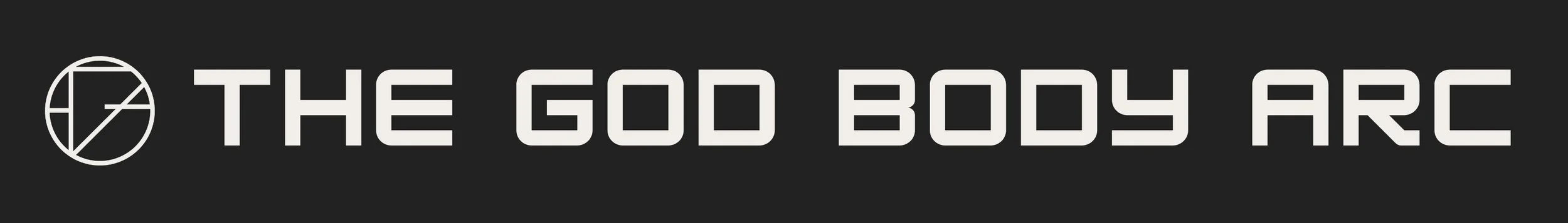 Logo with an arc symbol and the text "The God Body Arc" in bold white letters on a black background.