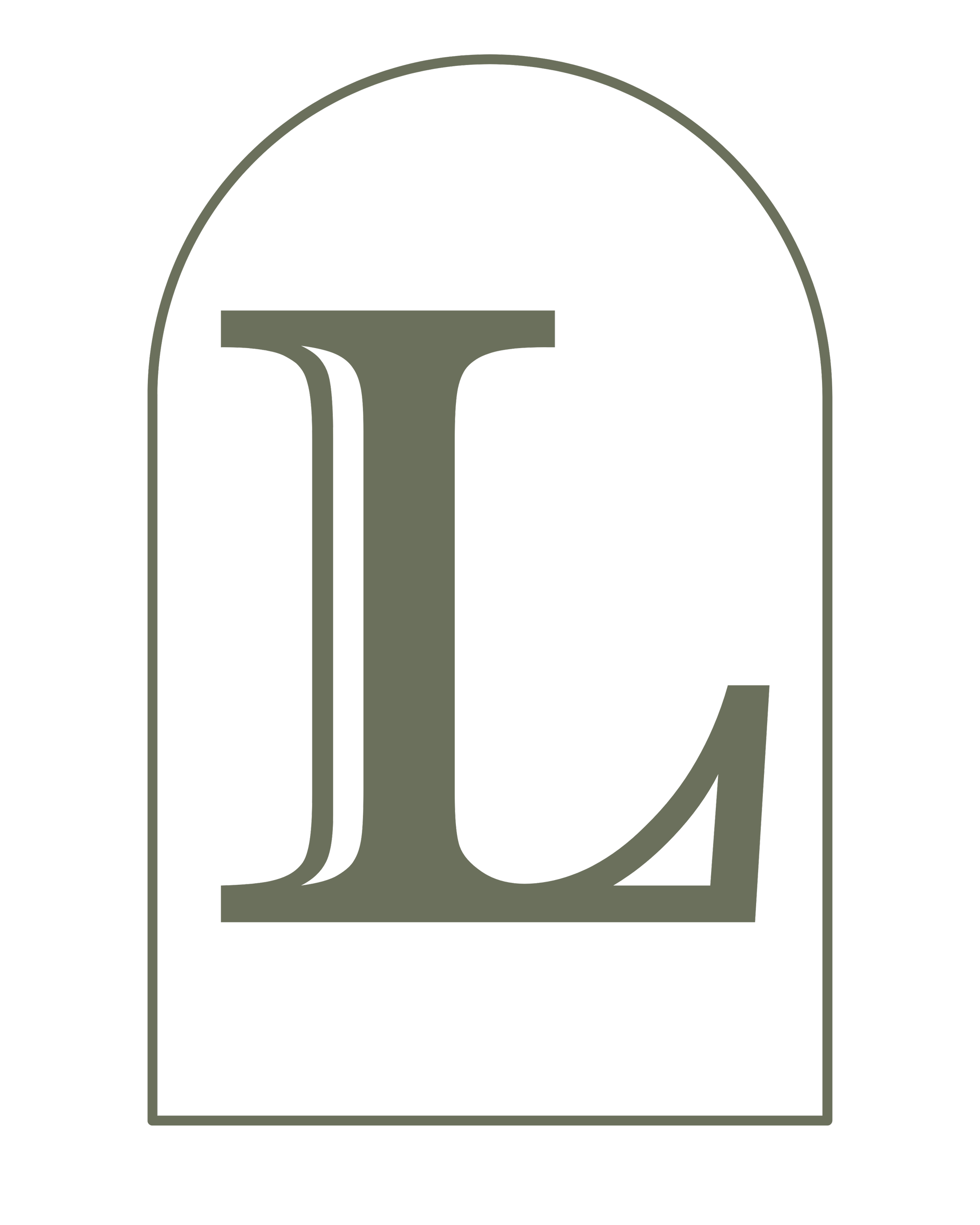 A stylized black letter 'L' inside an arch-shaped outline with a transparent background.