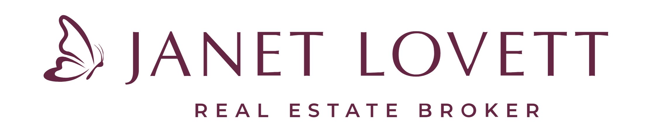 Janet I. Lovett real estate broker logo with purple butterfly