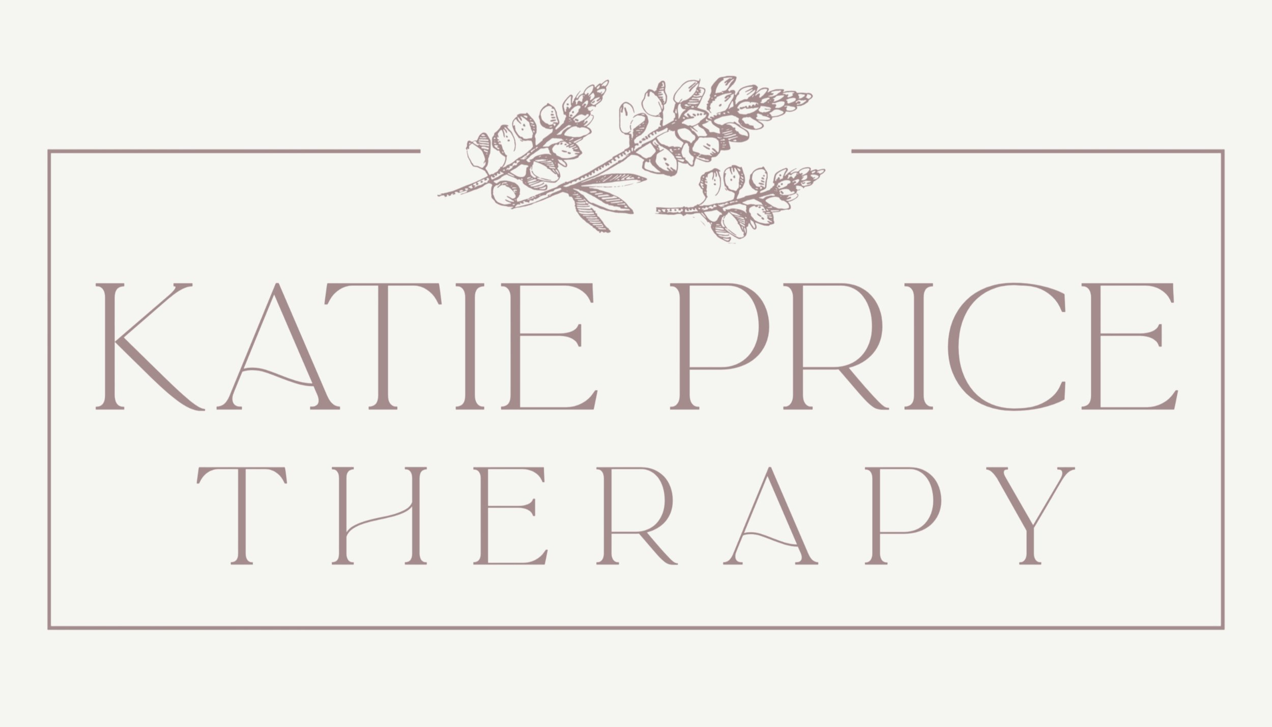 Logo for Kate Price Therapy with a lavender branch illustration above the text in a soft purple color on a light background.