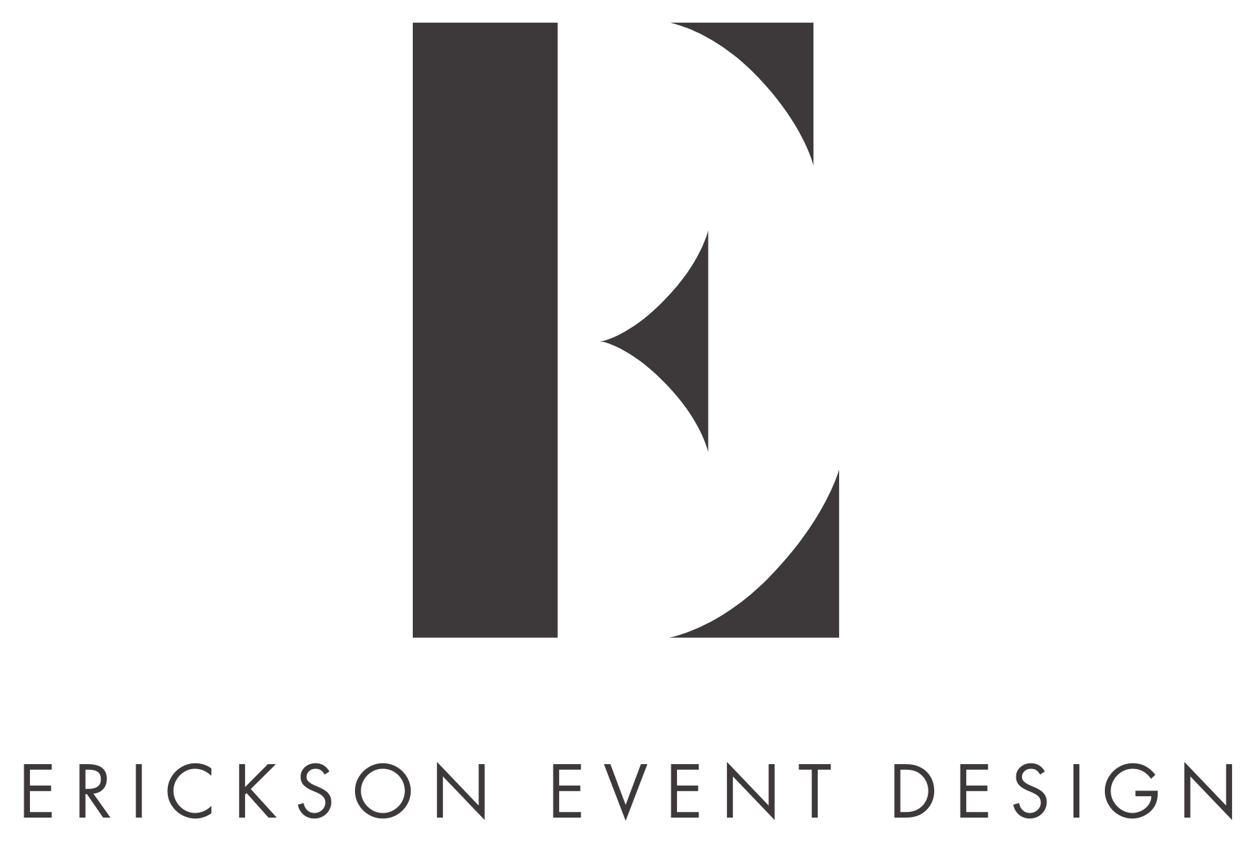 Logo for Erickson Event Design featuring stylized 'E' and 'C' initials with the company name underneath.
