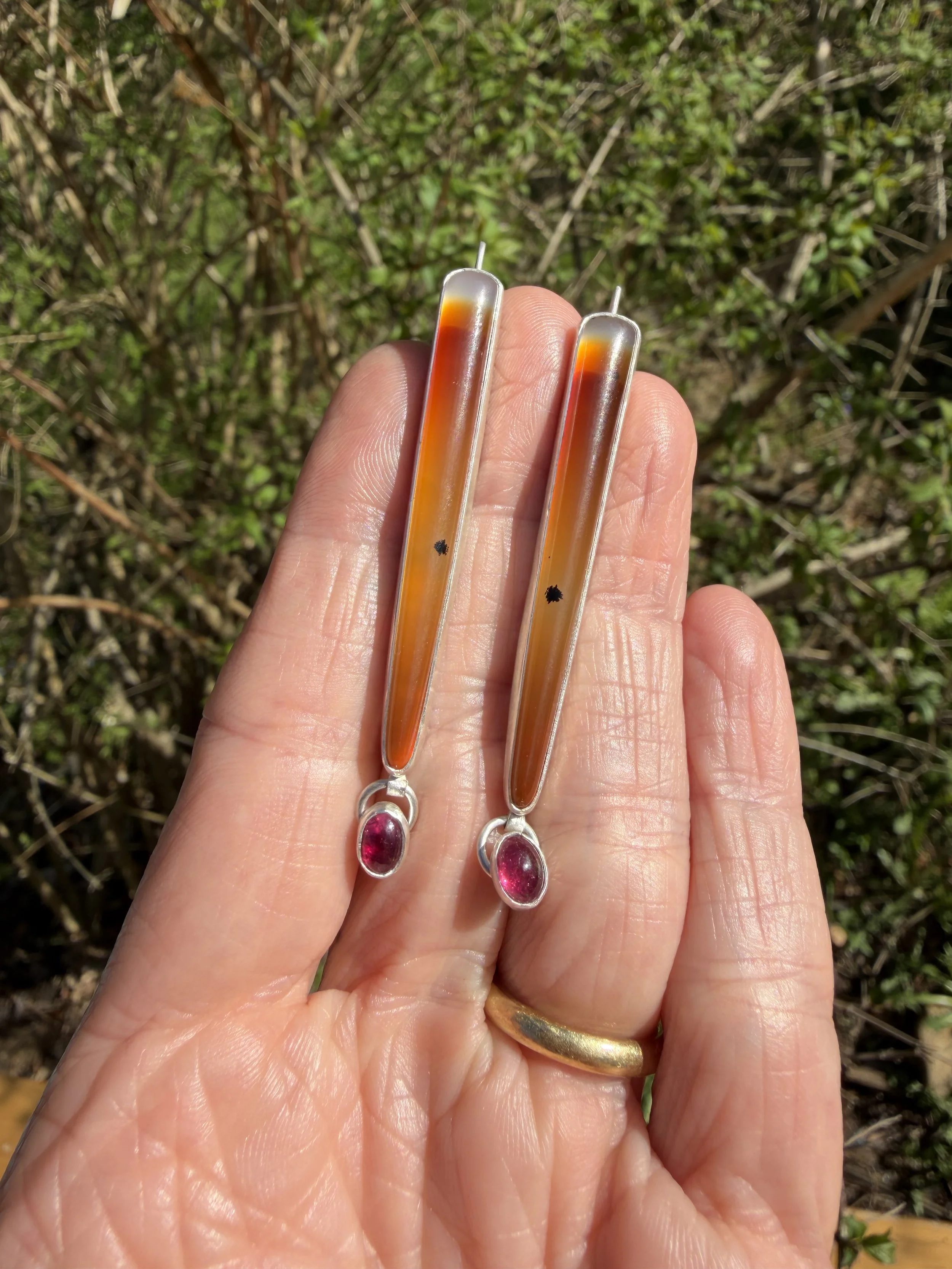 Stunning Montana Agate and Tourmaline Earrings