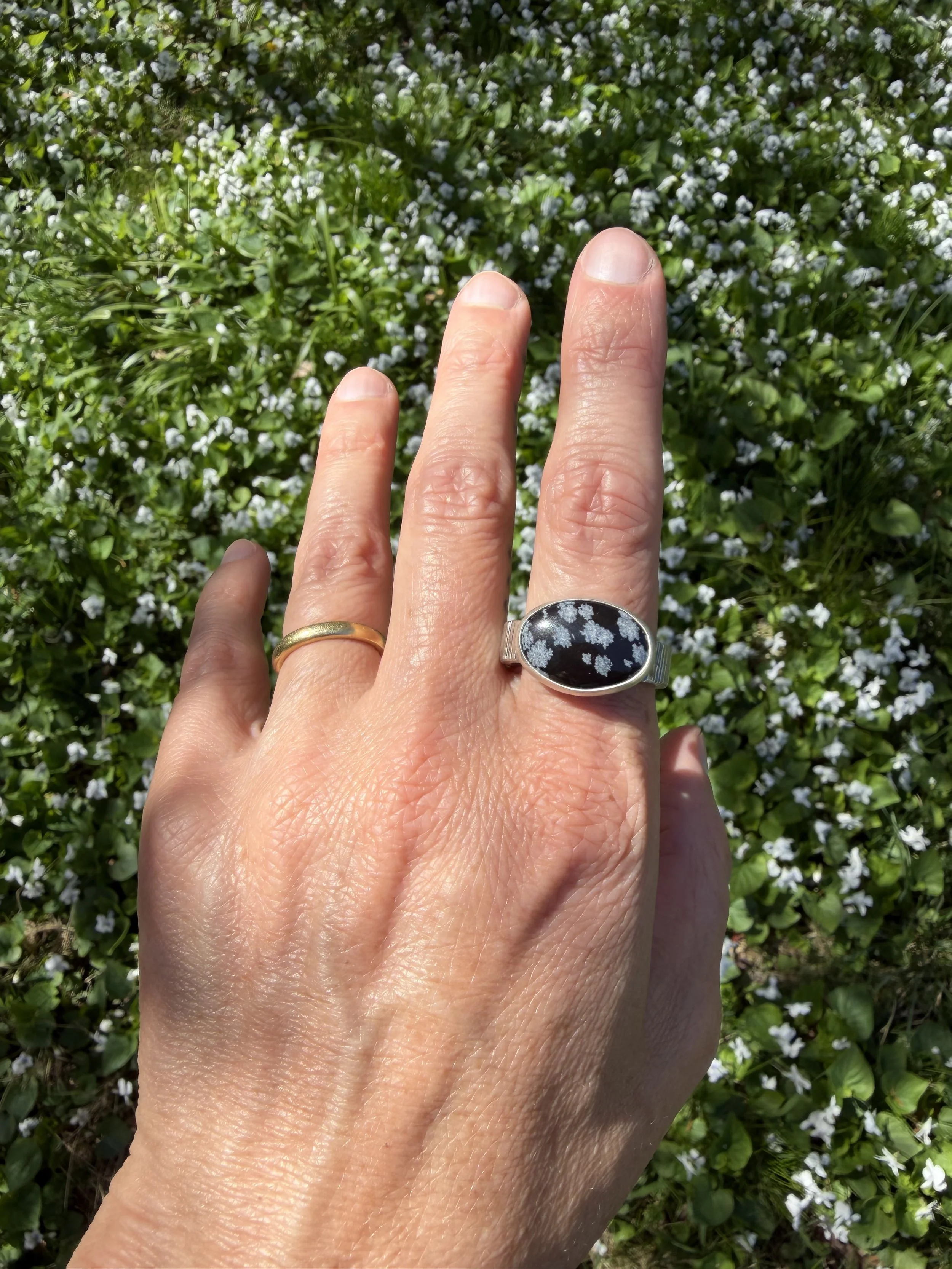 Snowflake Obsidian Ring