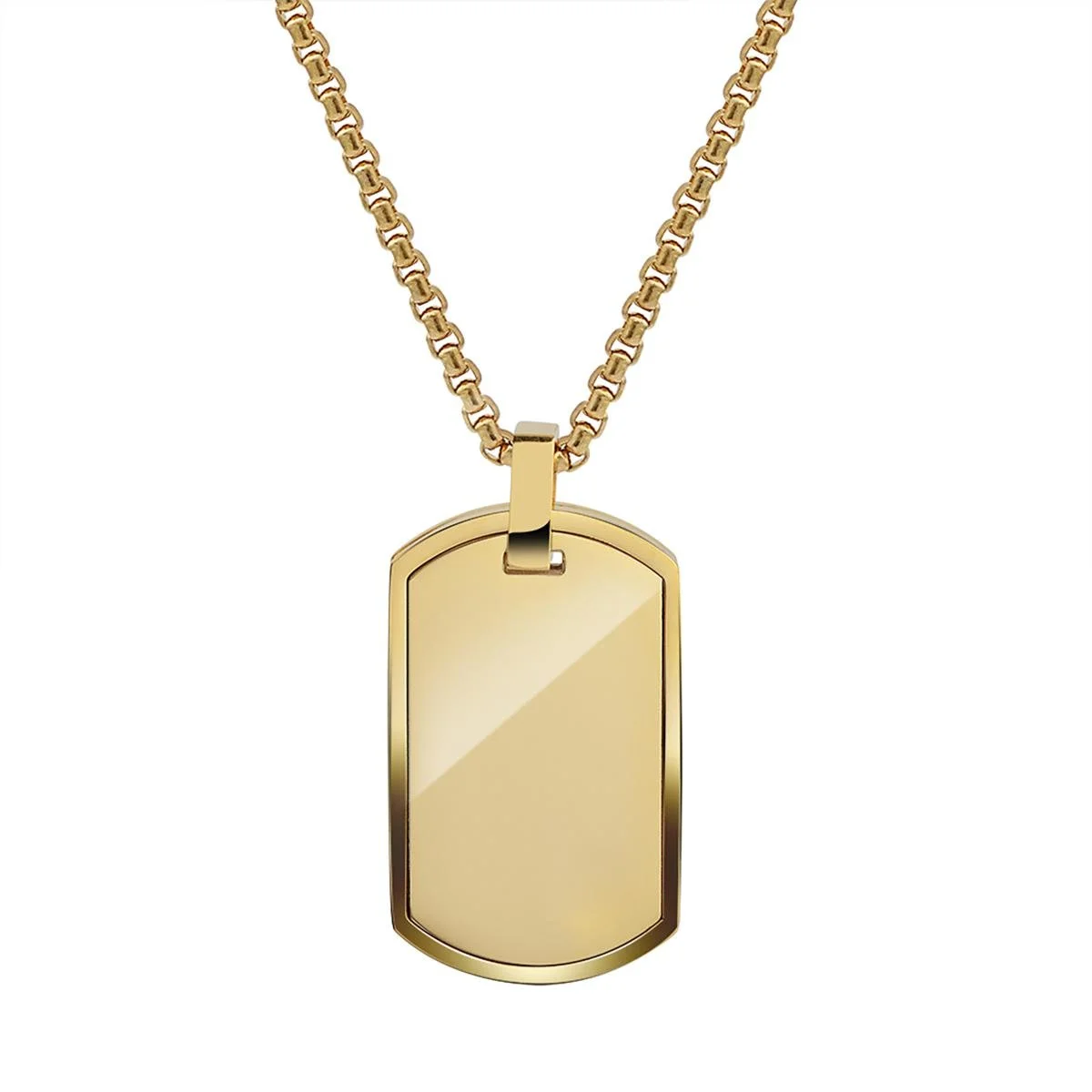 Geoffrey Beene Gold Polished Dog Tag Pendant Necklace
