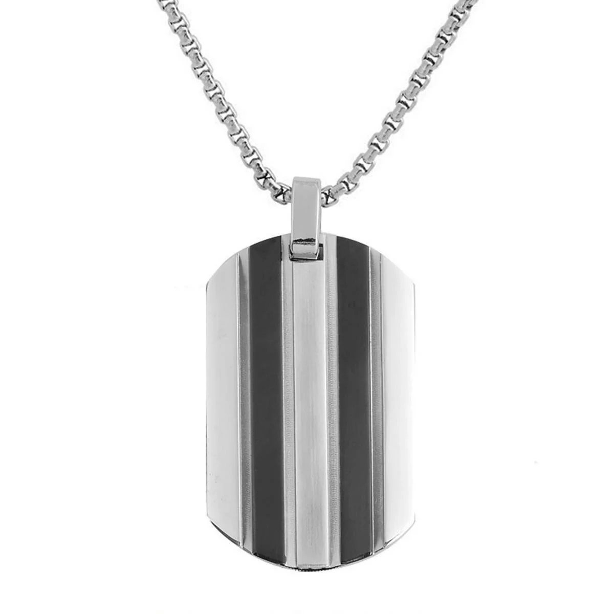 Geoffrey Beene Men's Patterned Dog Tag Necklace