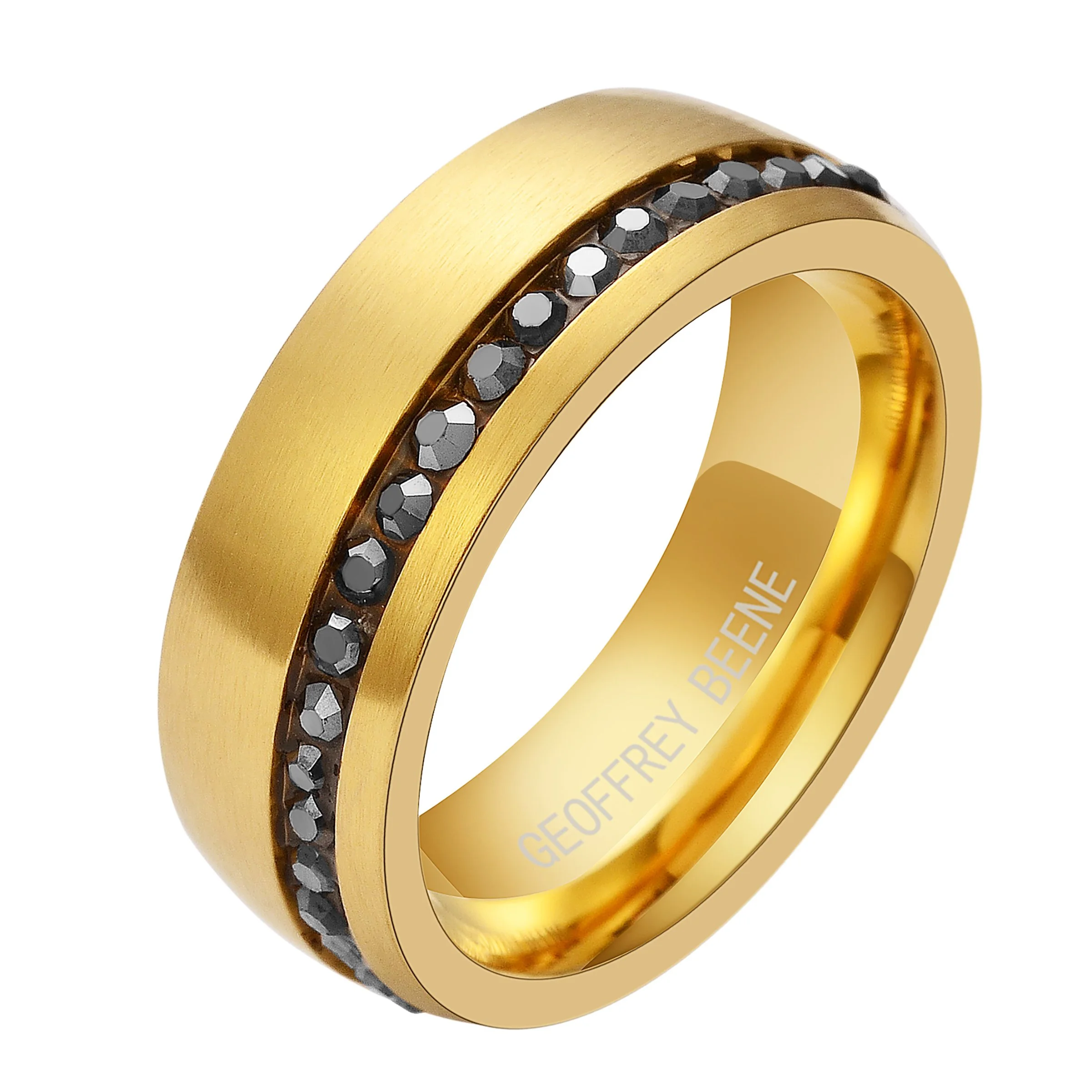 Geoffrey Beene Men's Gold Hematite Inlay Ring