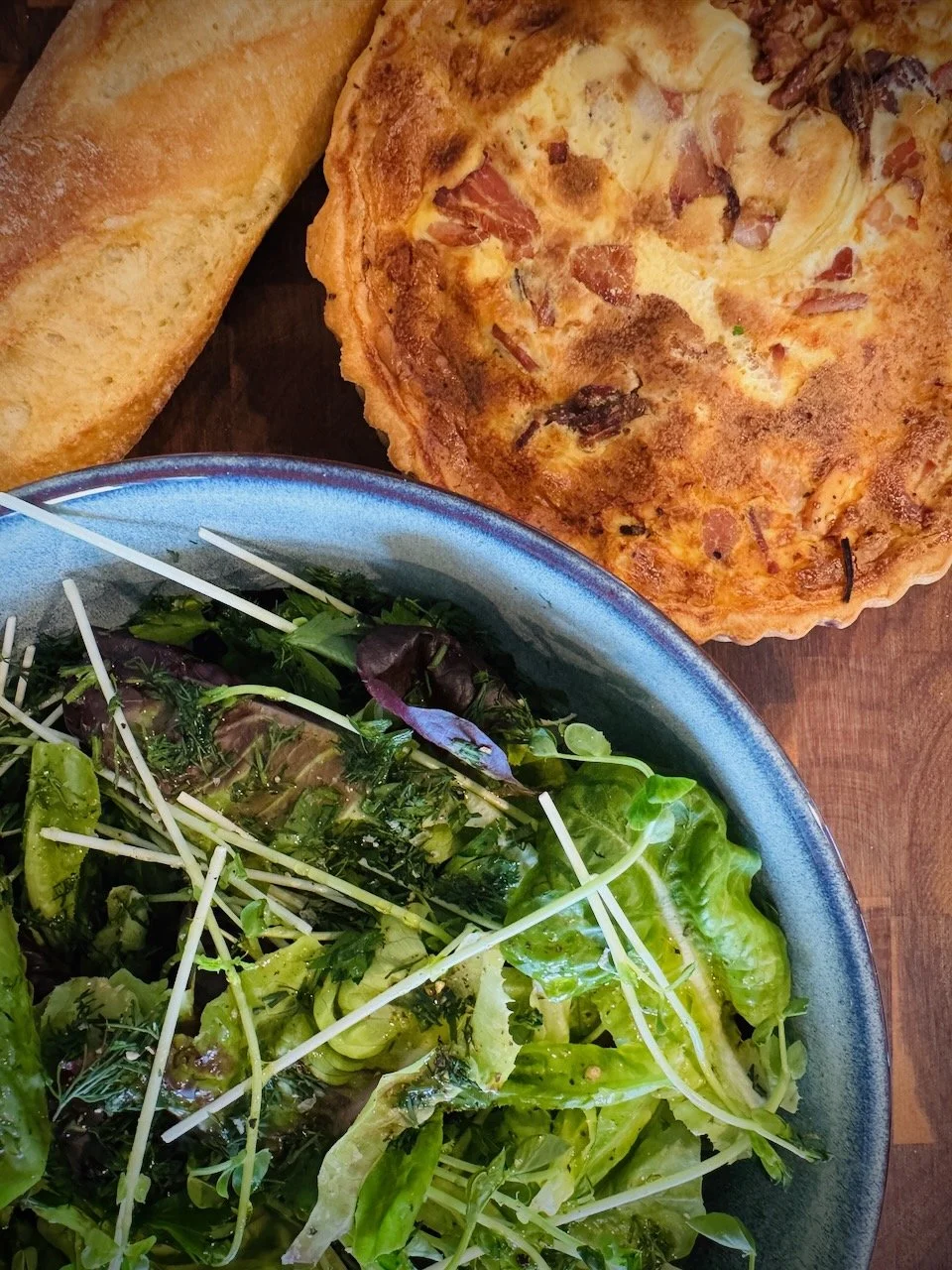 Herby French Side Salad + Quiche midweek family meal