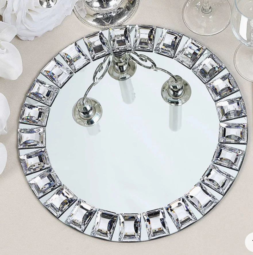 Mirror Rhinestone Charger Plates