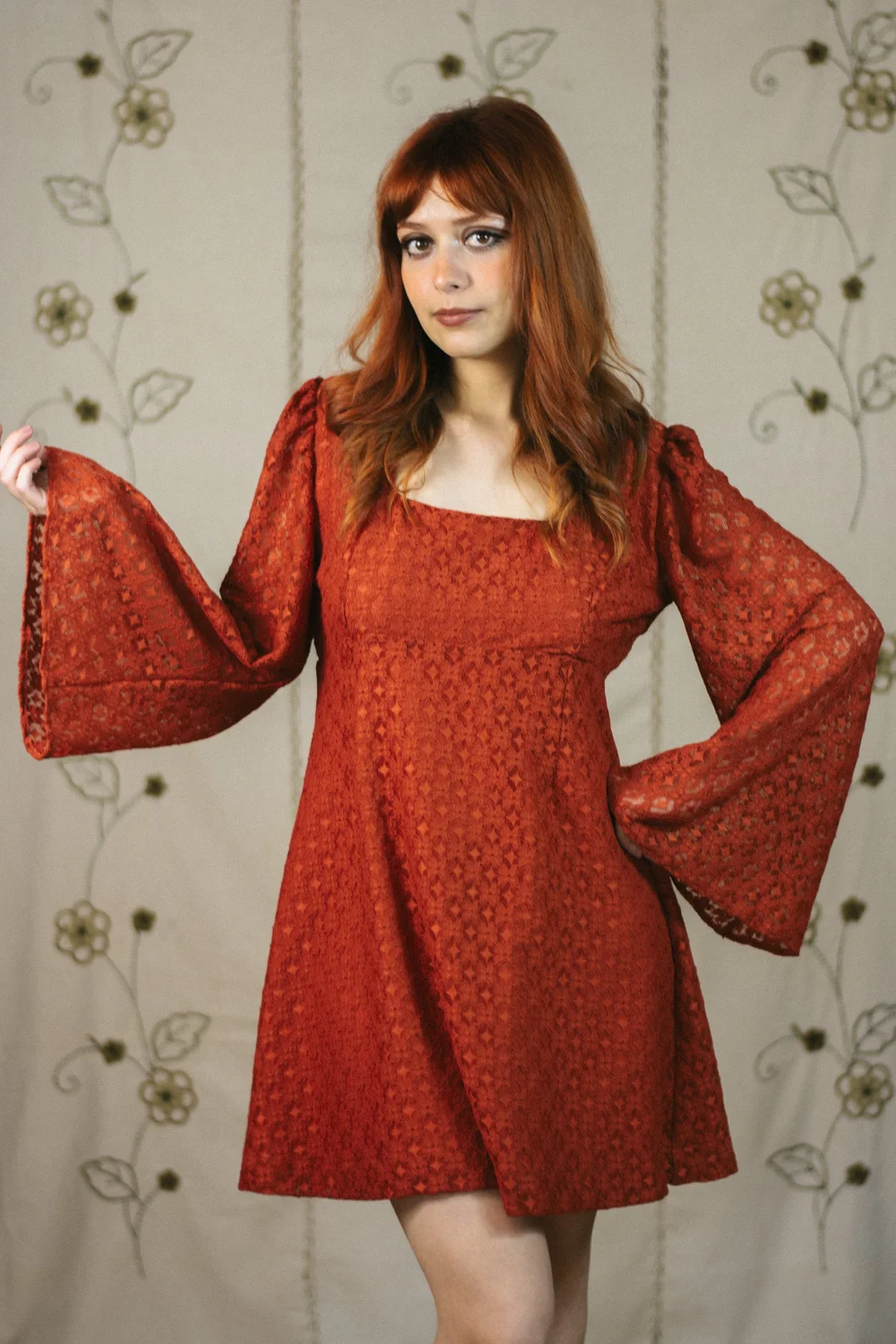 Elsa Orange Lace Minidress  The Ginger Cat
