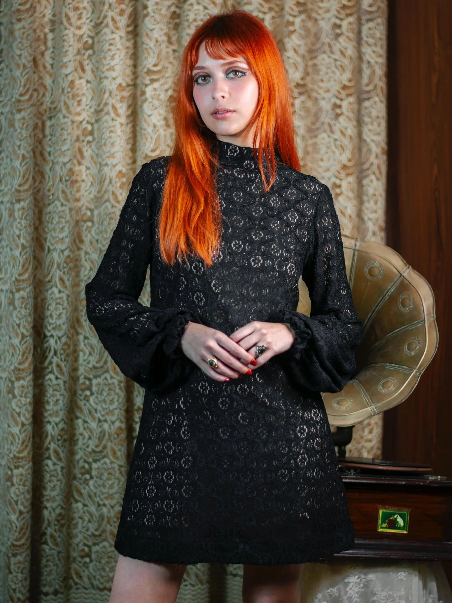 Victoriana wouldn&rsquo;t be complete without a dramatic lace minidress🥀
The Eleanor minidress is made from deadstock lace &amp; features daisy motives✨
.
.
.
.
.
.
.
#70s #fashion #victoriana