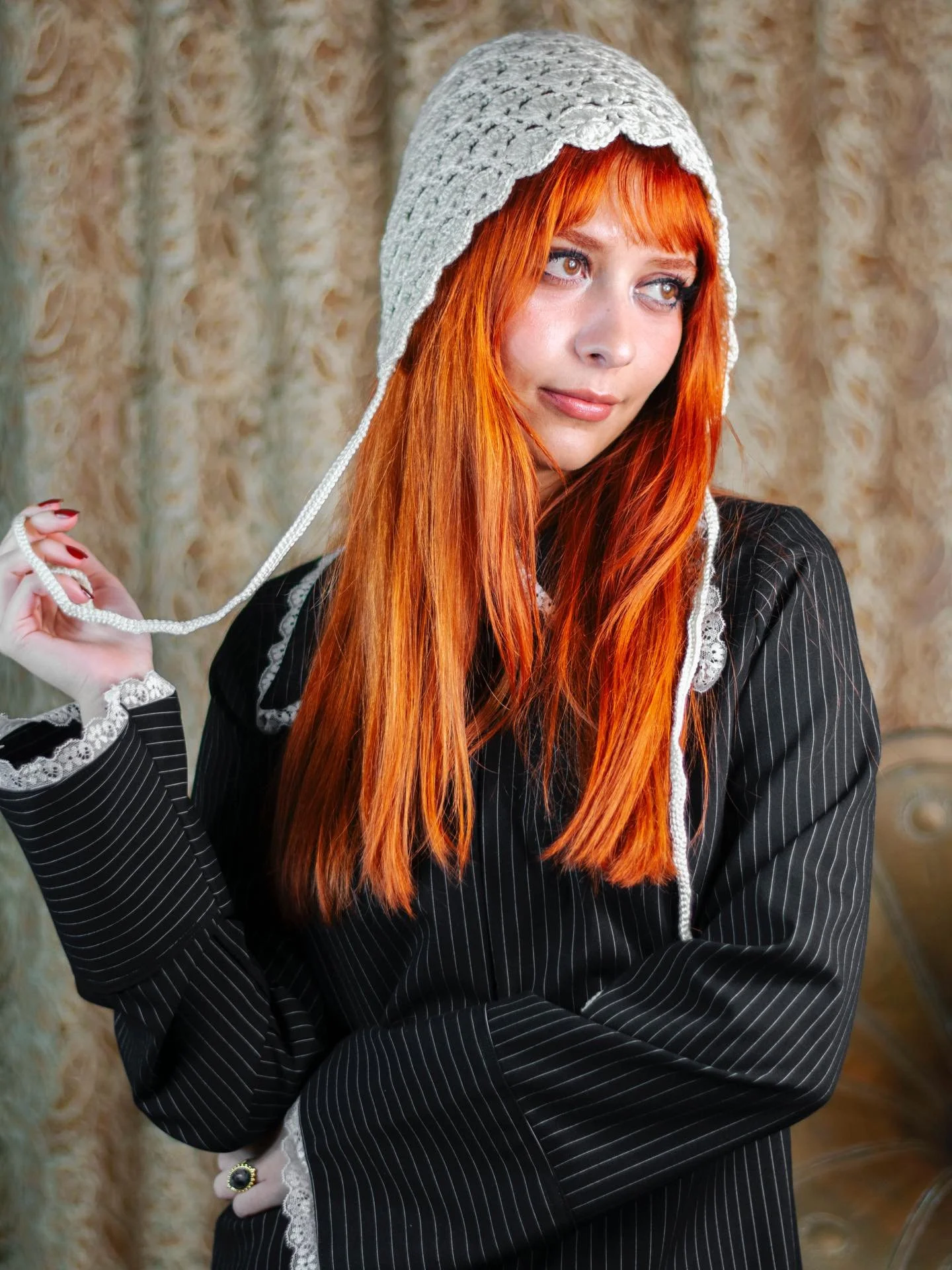 It&rsquo;s bonnet time &amp; we couldn&rsquo;t be happier about it!🥀
Made to order by us✨
.
.
.
.
.
.
.
#70s #fashion #victoriana