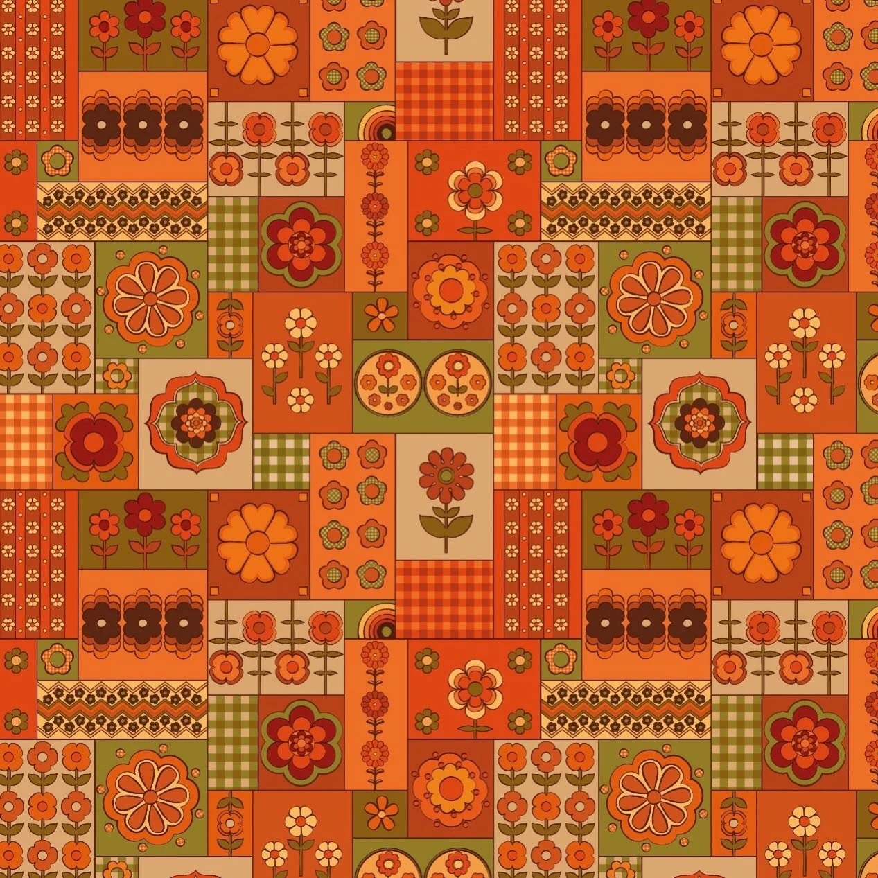 Little patchwork print I&rsquo;ve worked on recently🌼
.
.
.
.
.
.
.
#70s #fashion #groovy