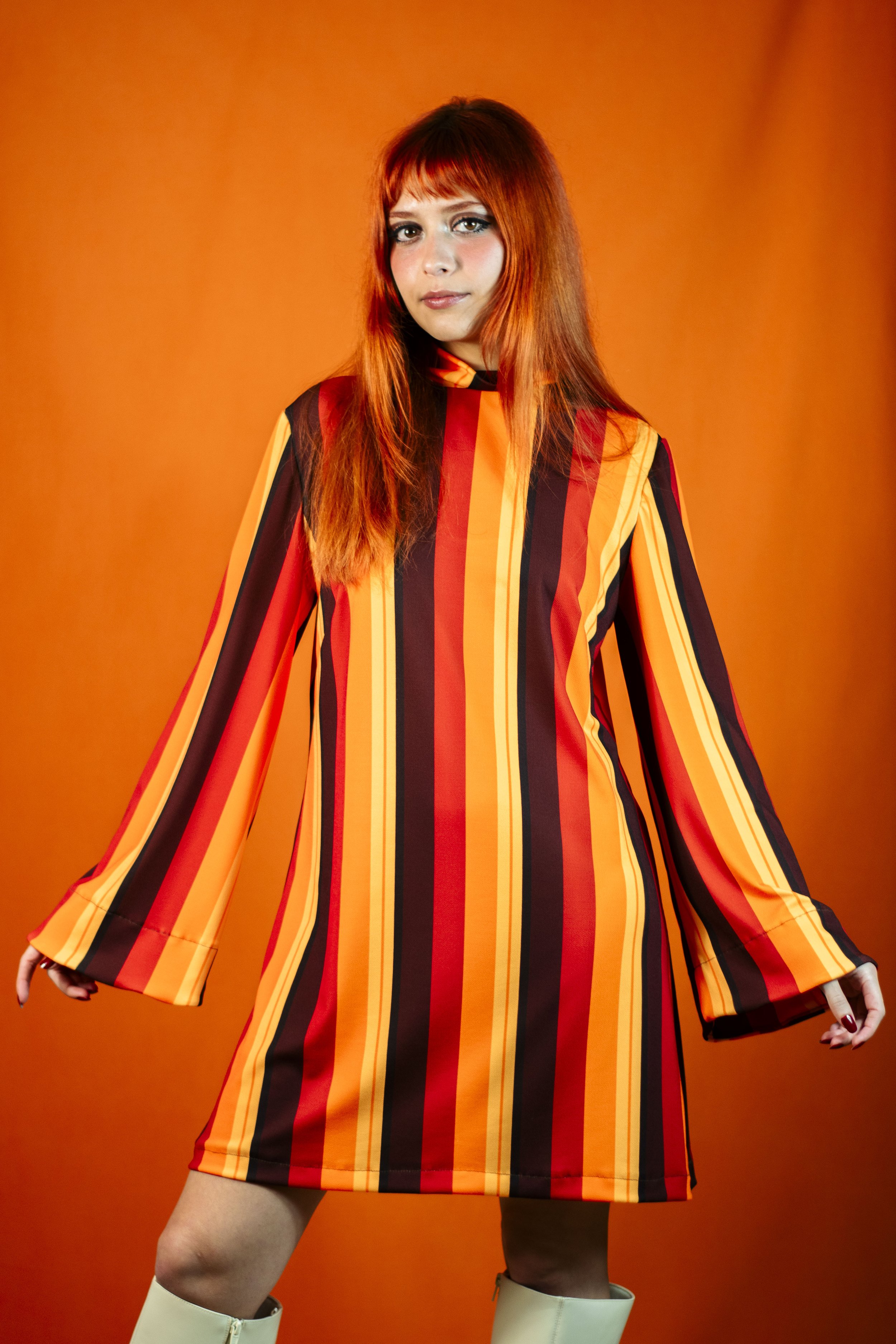 Pattie Orange Stripes Minidress