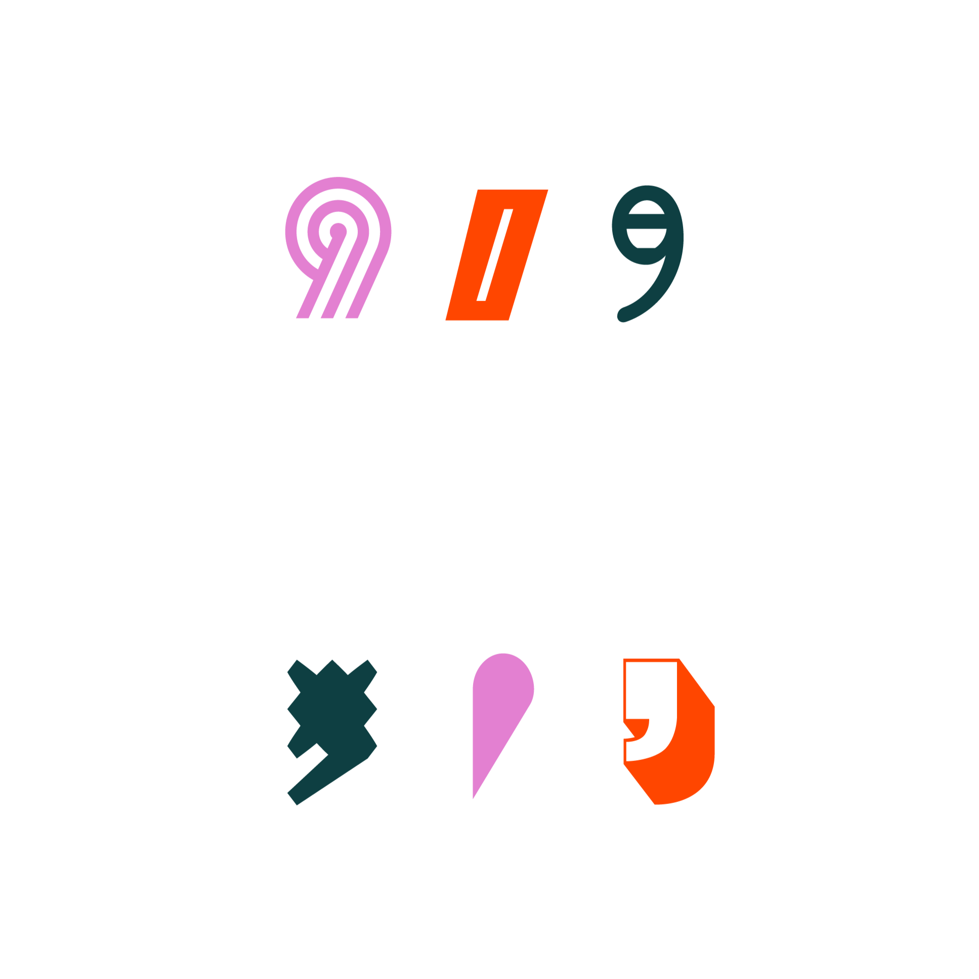 Colorful illustration of a speech bubble with various abstract shapes and symbols inside, on a black background.