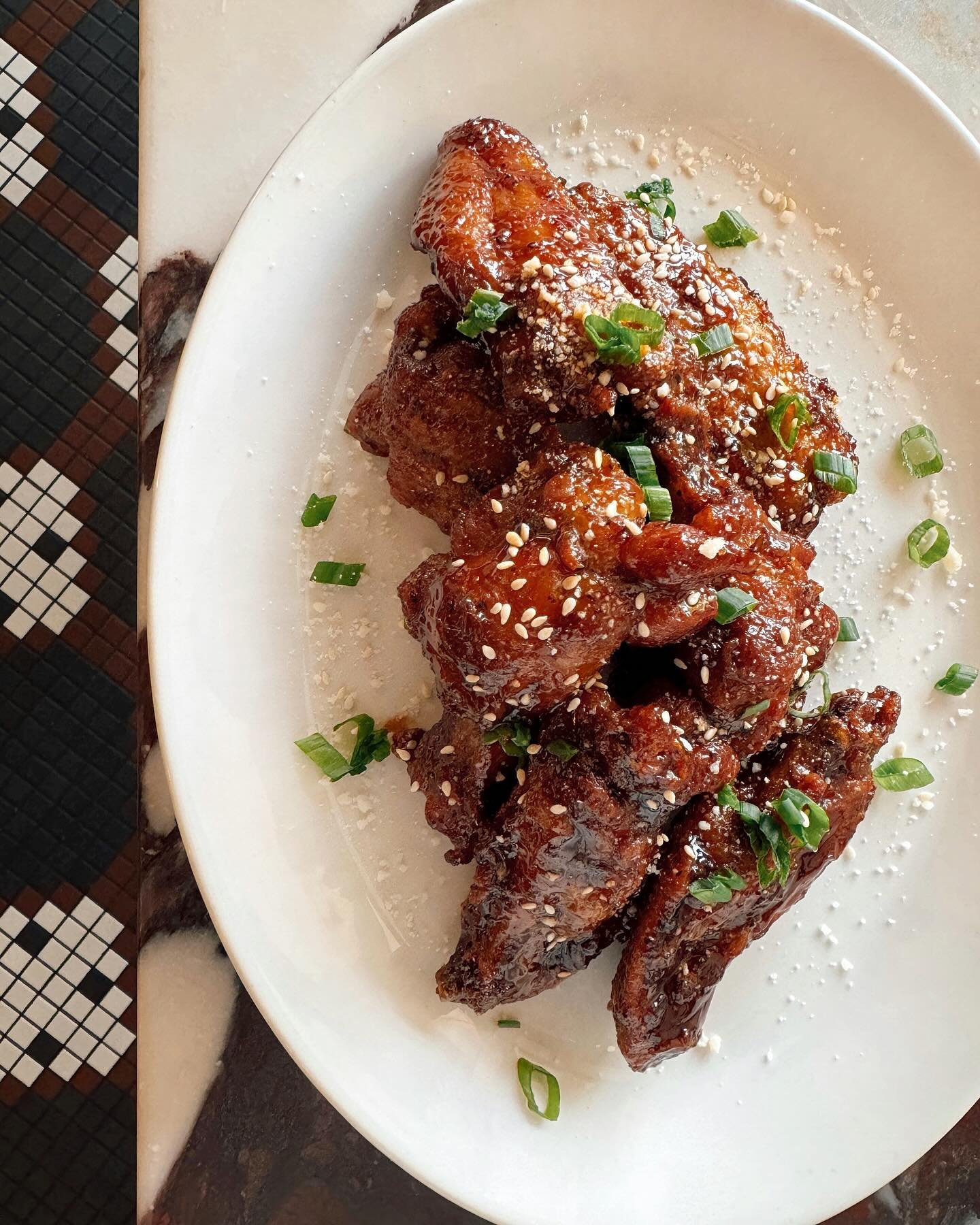 Something about September &amp; Chicken Wings! &ldquo;Firecracker Wings&rdquo; with Agrodolce, Green Onions, Sesame Seeds &amp; Cotija!