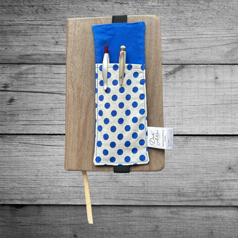 Porte-crayons pour carnets - Motifs pois bleus