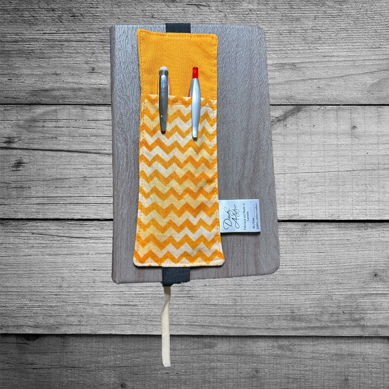 Porte-crayons pour carnets - Motifs chevrons oranges