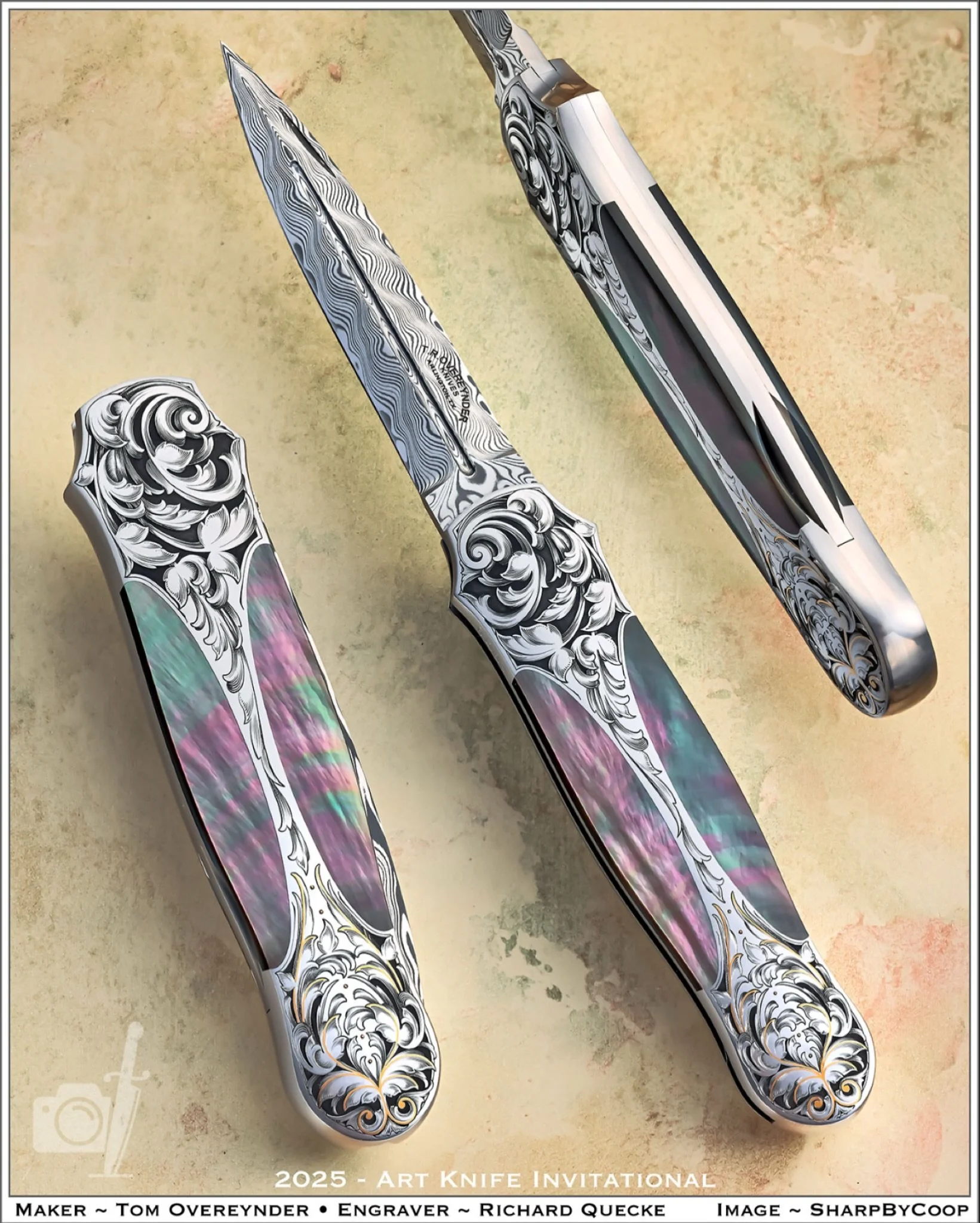 Here is the black pearl one I engraved for @trovereynderknives, for the @artknifeinvitational 2025. Of course the wonderful Photos taken by the one and only @sharpbycoop.

I&rsquo;ve said a lot about being a part of this world. Gotta say, it&rsquo;s 