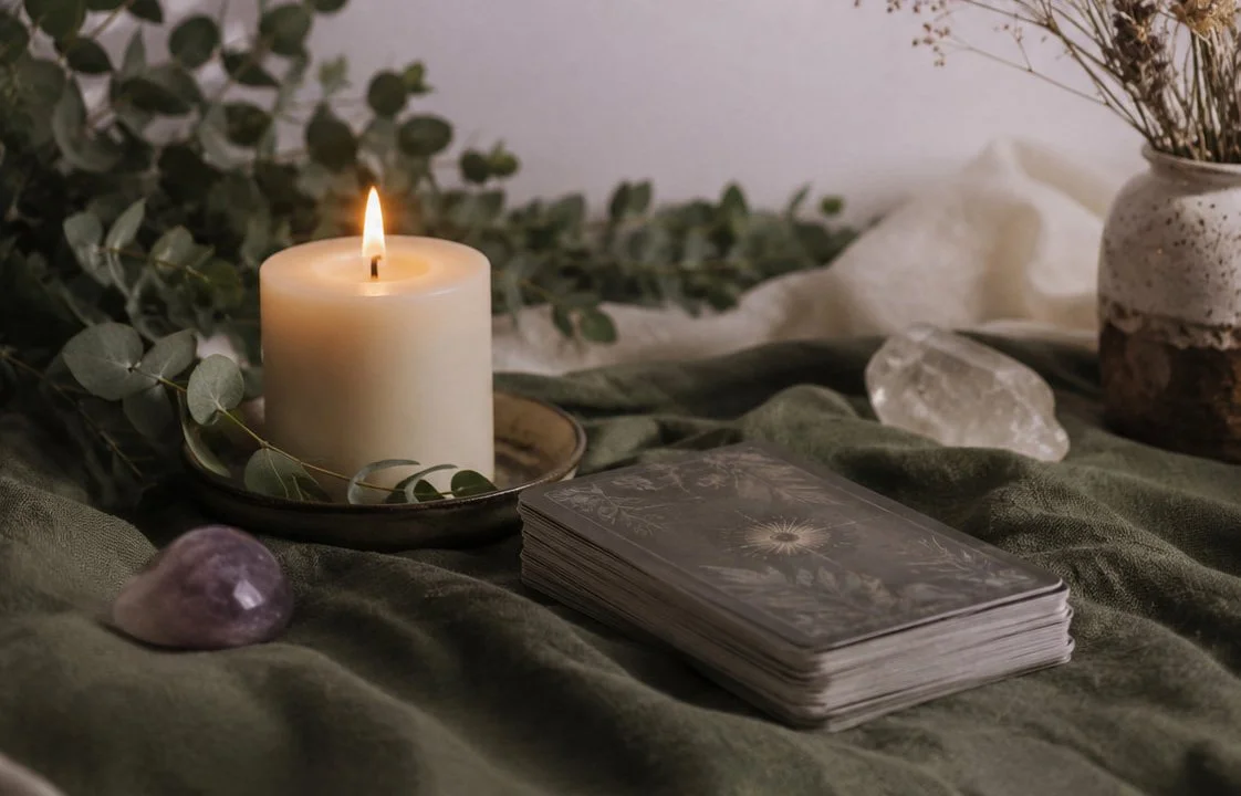 a Candle and oracle cards