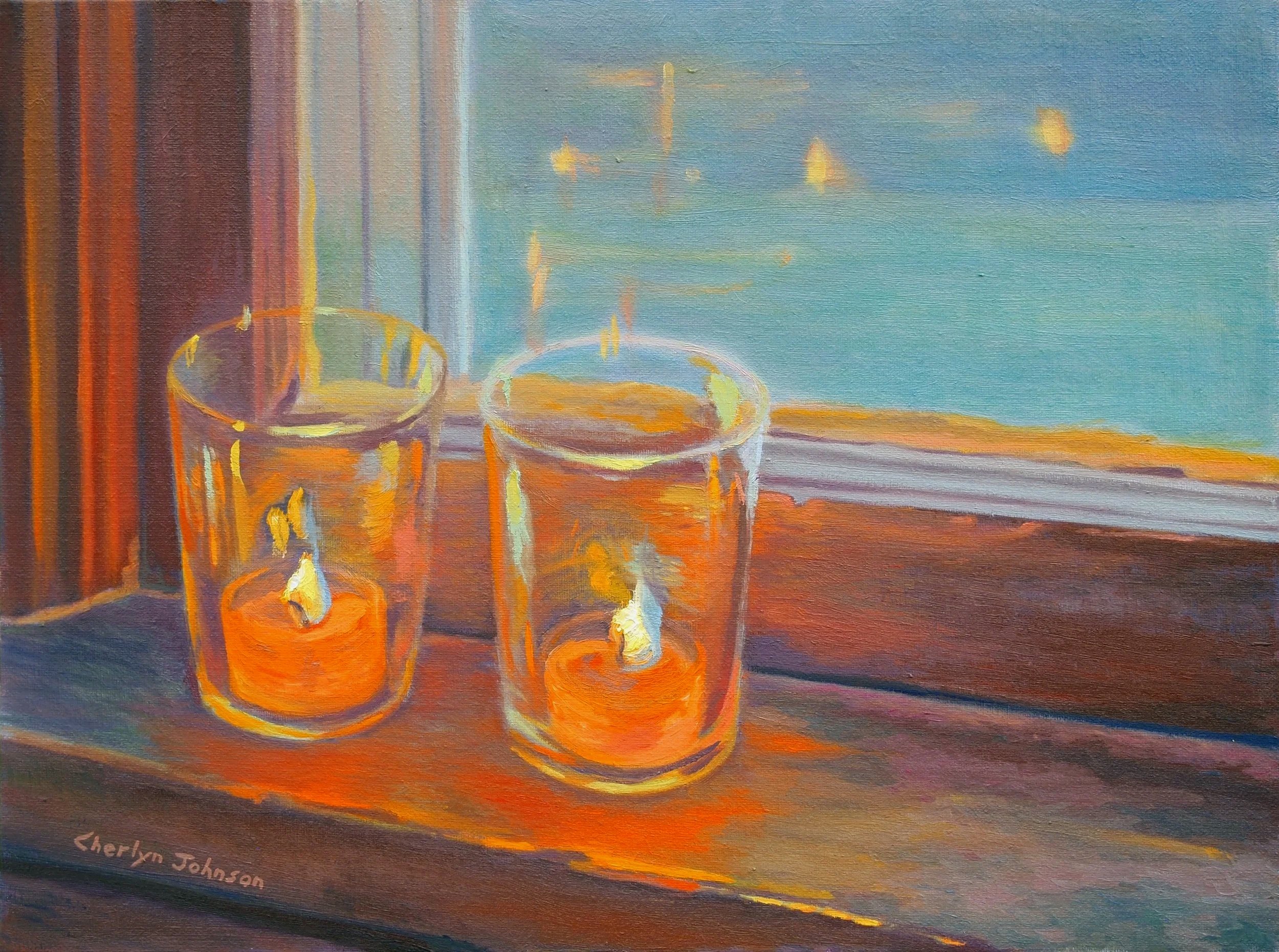 December Candles, 12x16, sold