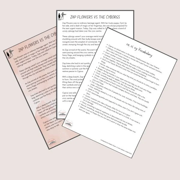 Zap Flowers Vs The Cyborgs - a soft ce, ci, cy text