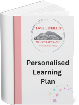 Book titled 'Love Literacy Mount Maunganui' with a subtitle 'Personalized Learning Plan' on the cover.