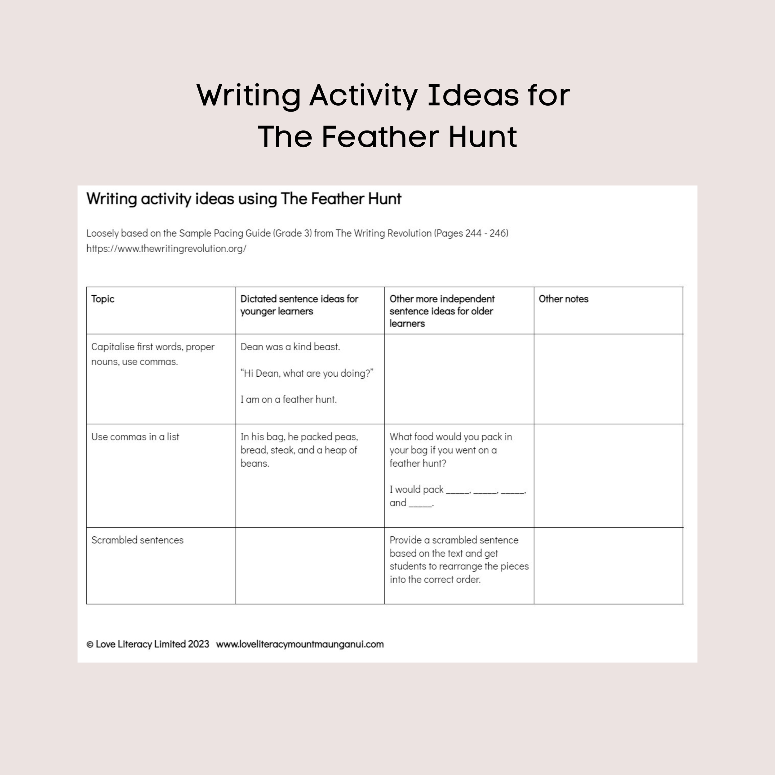 Writing Activity Ideas - The Feather Hunt