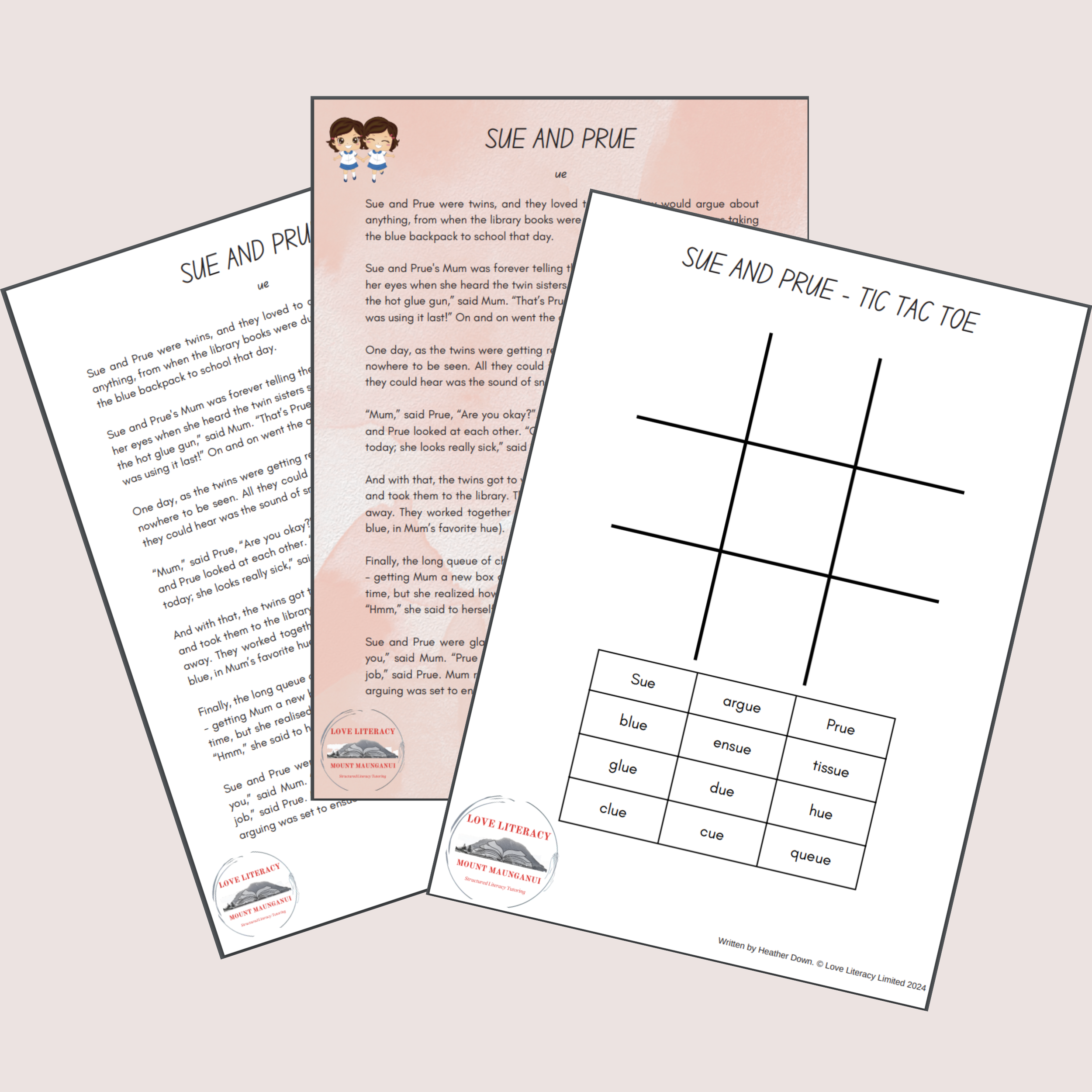 Sue and Prue - 'ue' reading passage