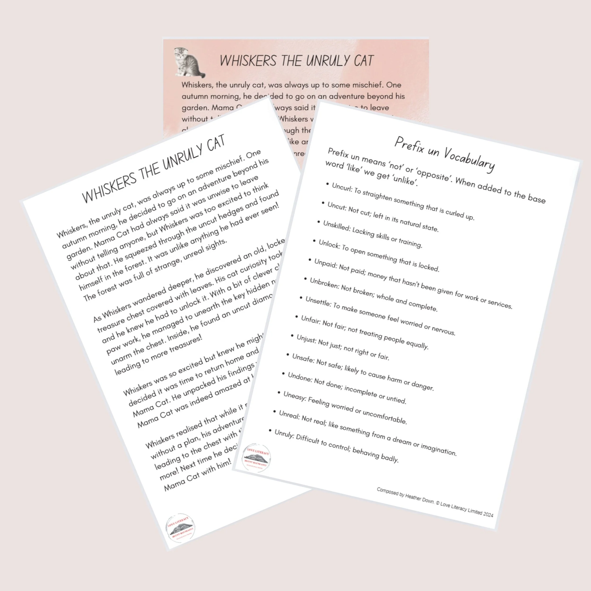 Whiskers The Unruly Cat – a prefix ‘un’ text