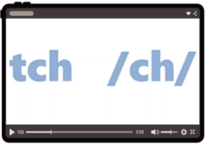 Video player displaying the text 'tch /tʃ/' indicating a pronunciation or phonetic guide.