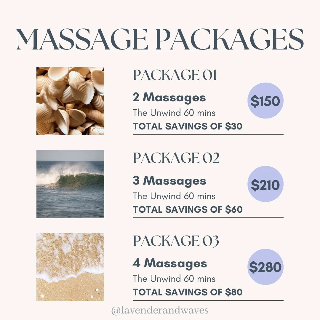 ✨I&rsquo;m excited to announce that I am offering massage packages!!✨

You asked and I&rsquo;ve answered 🤩

The Unwind is my most popular service and I wanted to offer it at an affordable price. 

Packages must be claimed within 180 days. Unfortunat