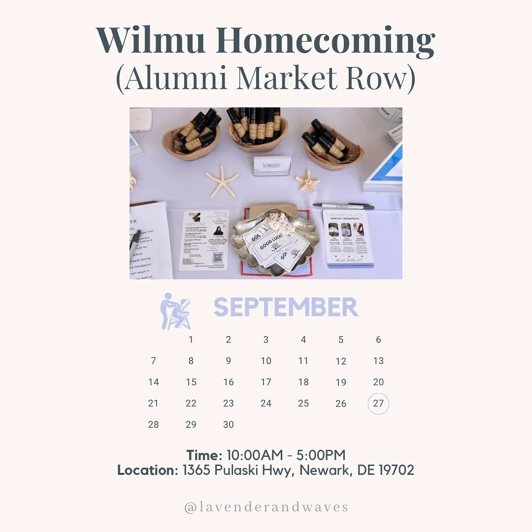 Excited to share I&rsquo;ll be at Wilmu Homecoming (Alumni Market Row) 🎉 

📆Saturday, September 27th
⏰10am&ndash;5pm 
📍 1365 Pulaski Hwy, Newark, DE 19702

Returning as both a proud alumna and business owner to showcase my services and wellness pr