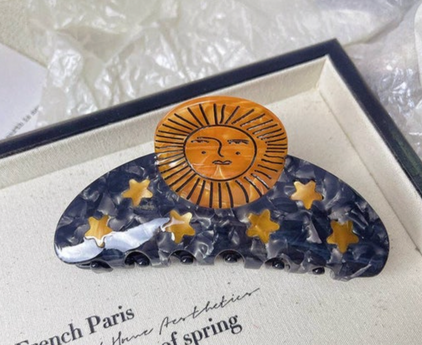 Sun and Moon Acetate Hair Claw Clip